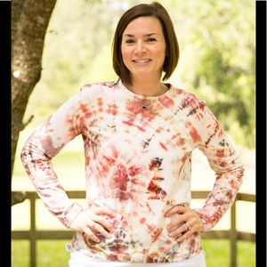 One of a kind, hand dyed long sleeved, cotton, tee shirt.